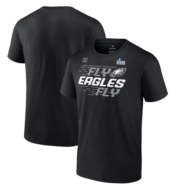 Men's Black Philadelphia Eagles 2022 NFC Champions Team Slogan T-Shirt